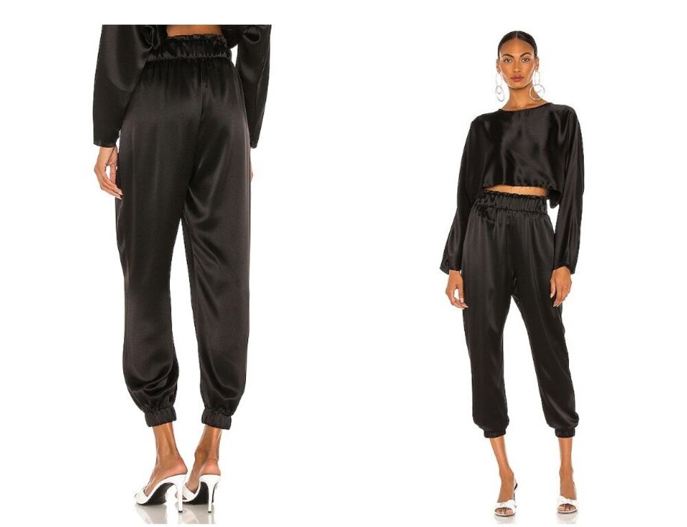 Nonchalant Label Evory Pant in Black Satin